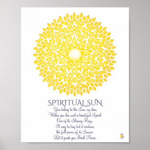 Poster Mandala spirituel jaune coloré de Sun