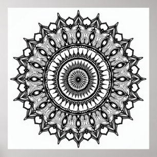 Poster Mandala sur blanc