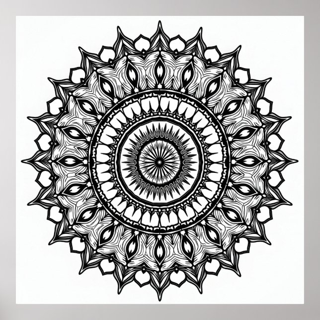 Poster Mandala sur blanc (Devant)
