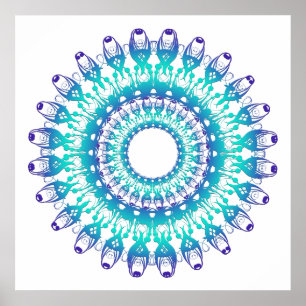 Poster mandala. turquoise ethnique