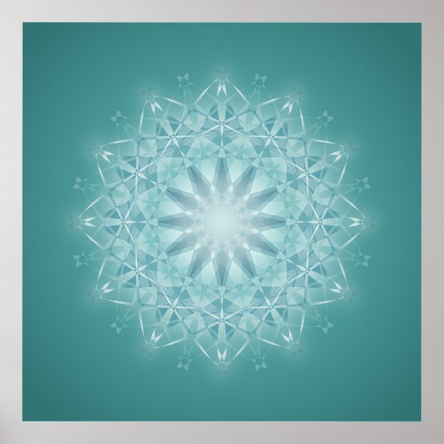 Poster Mandala turquoise Star (Devant)