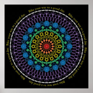 Poster Mandala Vélo de bonne journée avec texte circulair