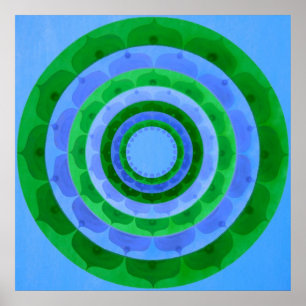 Poster Mandala vert-bleu