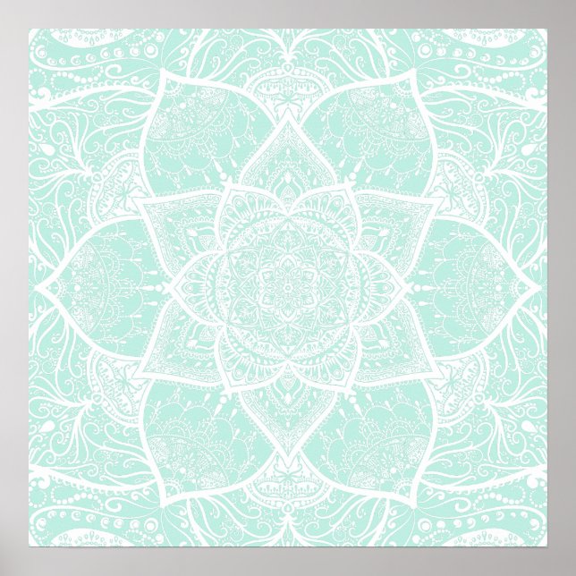 Poster Mandala vert et blanc - Loergany en verre de mer (Devant)
