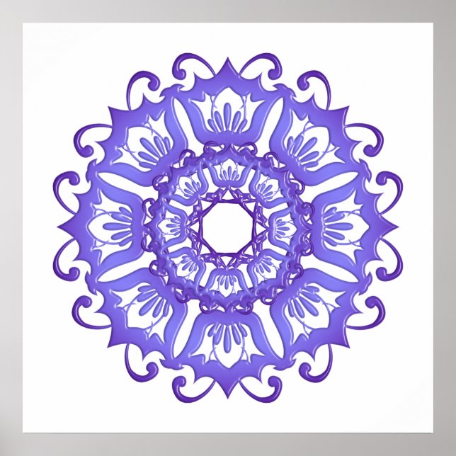 Poster Mandala violet floral. (Devant)