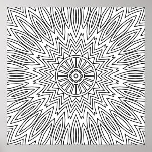 Poster Mandala Zigzag Explosif avec Motif de Lignes Super
