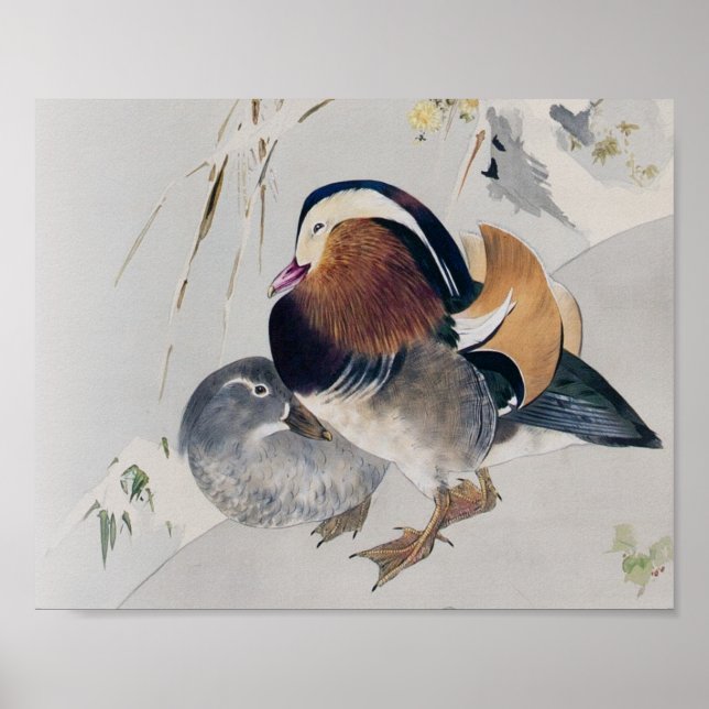 Poster Mandarin Duck Couple, Watanabe Seitei (Devant)
