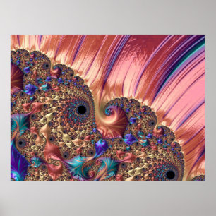 Poster Mandelbrot Set Fractal Art numérique Rose & Or
