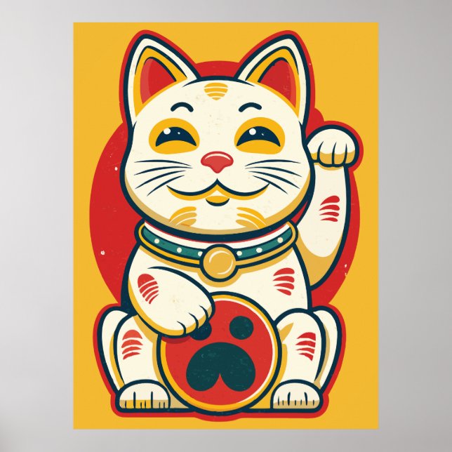 Poster Maneki Neko - Chat chanceux (Devant)