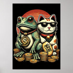 Poster Maneki Neko et Jin Chan - La chance et la prospéri