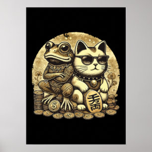Poster Maneki Neko et Jin Chan - La chance et la prospéri