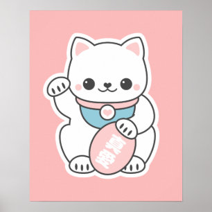 Poster Maneki Neko rose