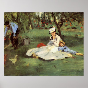 Poster Manet Impressionniste Français Famille Jardin Pein