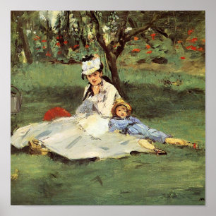 Poster Manet Impressionniste Français Famille Jardin Pein