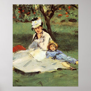 Poster Manet Impressionniste Français Famille Jardin Pein