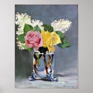 Poster Manet Lilacs et Art Rose