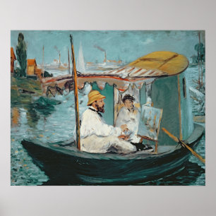 Poster Manet   Monet dans son studio de flottement, 1874