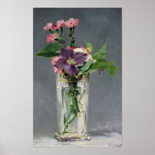 Poster Manet Pink and Clematis in a Crystal Vase, 1882