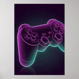 Poster Manette de jeu Vaporwave minimaliste