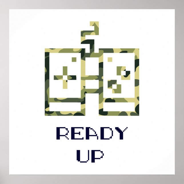 Poster Manette de jeu vidéo camouflage prête pour le game (Devant)