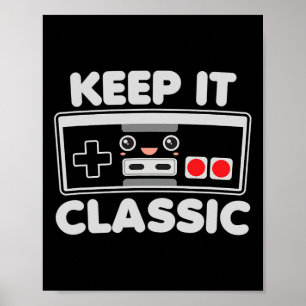 Poster Manette de jeu vidéo Garde le clic humour 80 rétro
