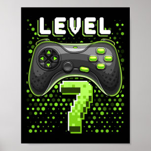 Poster Manette de jeu vidéo niveau 7 7e anniversaire joue