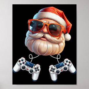 Poster Manette de jeu vidéo Noël joueur de jeu vidéo pass