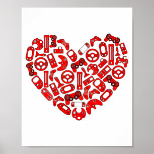 Poster Manette de jeu vidéo pour la Saint-Valentin pour g