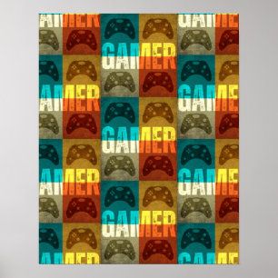 POSTER MANETTE DE JEU VIDEO VINTAGE GAMER