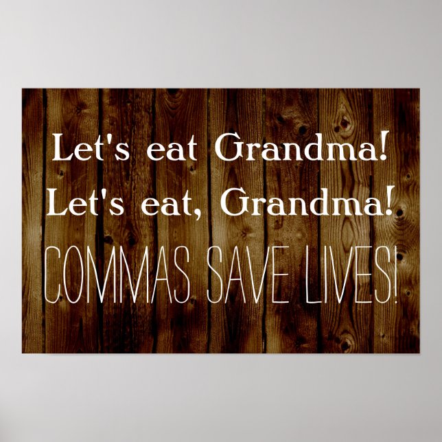 Poster Mangeons Grandma Funny Anglais Grammar (Devant)