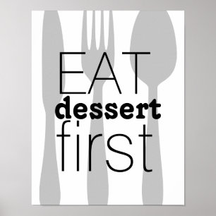Poster manger dessert premier mot art mignon