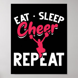 Poster Manger Dormir Acclamer Répéter Drôle de Cheerleadi