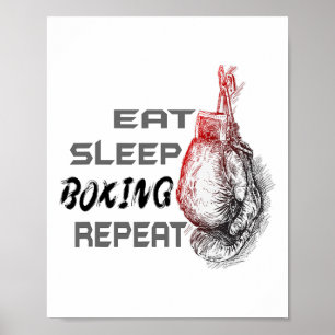 Poster Manger Dormir Boxe Répéter Enthousiaste de boxe