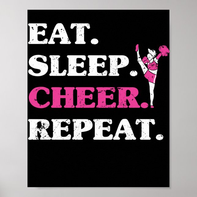 Poster Manger Dormir Cheer Répéter Pom-pom girl Fan Lover (Devant)