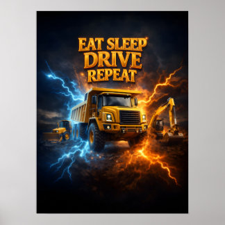 Poster Manger Dormir Conduire Camion