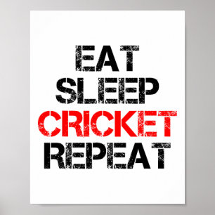 Poster Manger Dormir Cricket Répéter Équipe Ligue Amateur