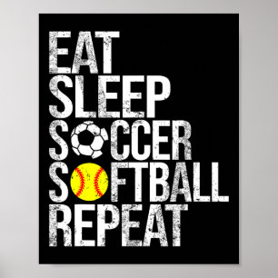 Poster Manger Dormir Football Doucement Répéter Drôle Ll 