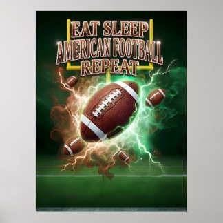Poster Manger Dormir Football Flamme