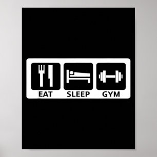 Poster Manger Dormir Gym Entraîneur de Fitness Entraîneme
