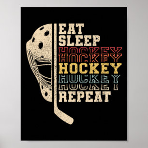 Poster Manger Dormir Hockey Répéter Hommes Garçons Enfant