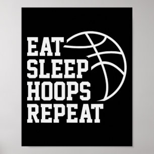 Poster Manger Dormir Hoops Répéter Citation Drôle Sketchl