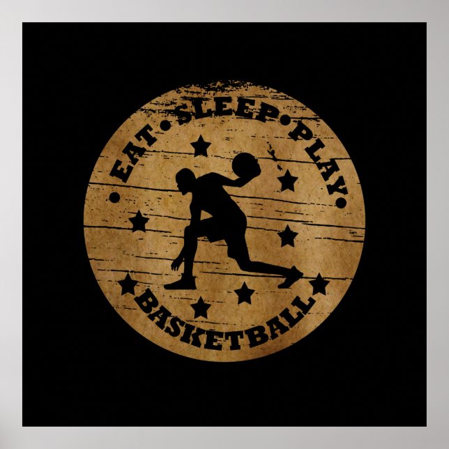 Poster manger dormir jouer au basket-ball (Devant)
