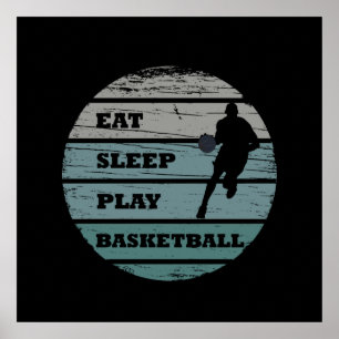 Poster manger dormir jouer basket-ball