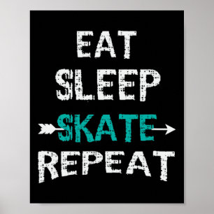 Poster Manger Dormir Patiner Répéter Patinage sur glace H