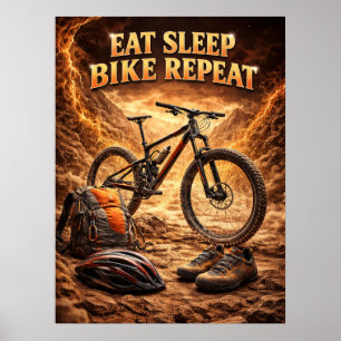 Poster Manger Dormir Vélo Flamme