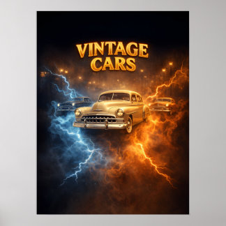 Poster Manger Dormir Voitures Anciennes