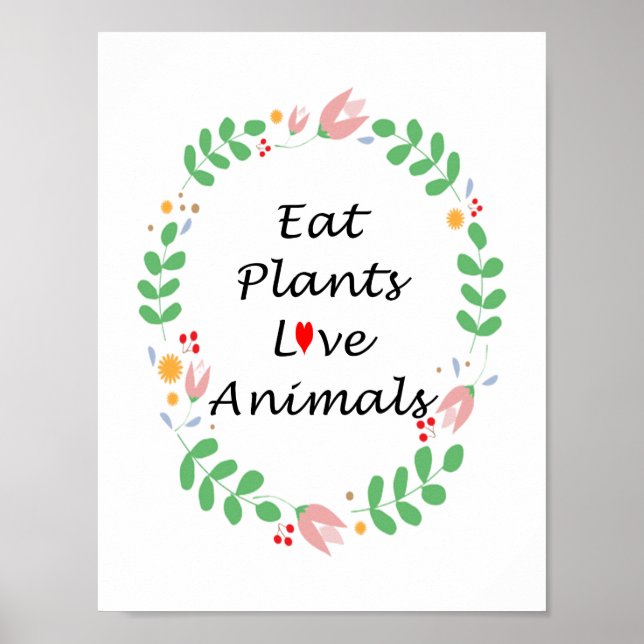 Poster manger plante amour animaux végétalien (Devant)