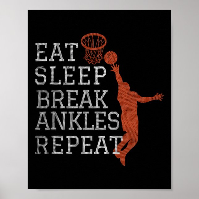 Poster Manger Sleep Break Ankles Répéter Bysketbyll Fun (Devant)