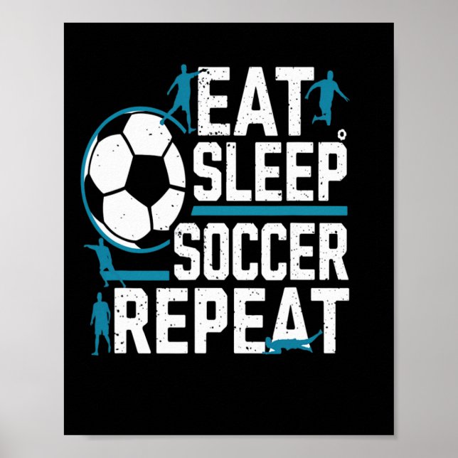 Poster Manger Sommeil Football Répéter Quotidiennement Ro (Devant)