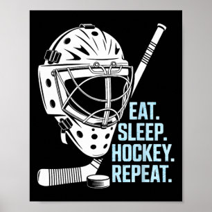 Poster Manger Sommeil Hockey Répéter Masque de Hockey Bât